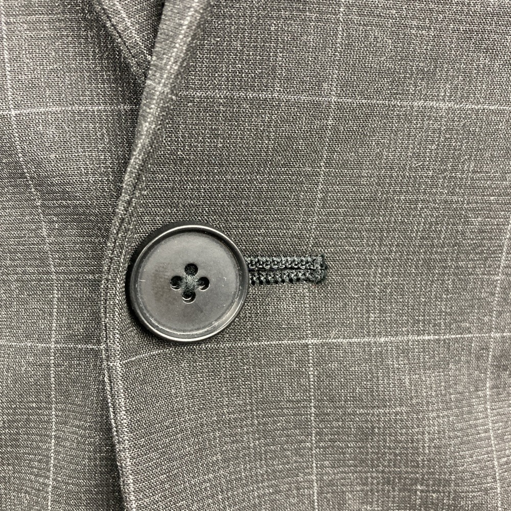 DKNY Mens Modern Fit 2 Piece Suit 36R 29W 32L Charcoal Plaid - Picture 5 of 8